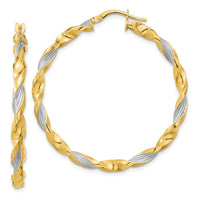 Thumbnail for 14K & White Rhodium Textured & Twist Hoop Earrings