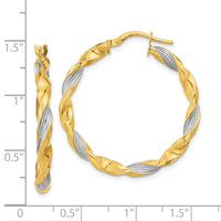Thumbnail for 14K & White Rhodium Textured & Twist Hoop Earrings