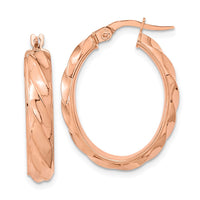 Thumbnail for 14K Polished and Twisted Oval Hoop Earrings