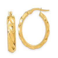 Thumbnail for 14K Polished and Twisted Oval Hoop Earrings