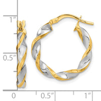 Thumbnail for 14K & White Rhodium Polished & Twist Hoop Earrings