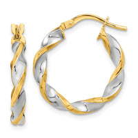 Thumbnail for 14K & White Rhodium Polished & Twist Hoop Earrings