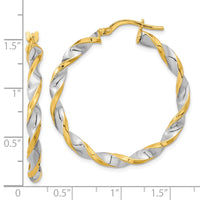 Thumbnail for 14K & White Rhodium Polished & Twist Hoop Earrings