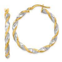 Thumbnail for 14K & White Rhodium Polished & Twist Hoop Earrings