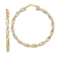 Thumbnail for 14K & White Rhodium Polished & Twist Hoop Earrings