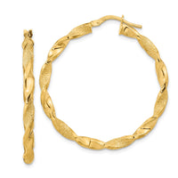 Thumbnail for 14K Polished and Textured Twisted Hoop Earrings