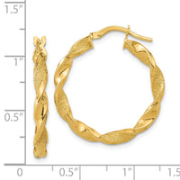 Thumbnail for 14K Polished and Textured Twisted Hoop Earrings