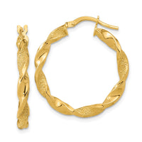 Thumbnail for 14K Polished and Textured Twisted Hoop Earrings