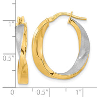 Thumbnail for 14K w/White Rhodium Polished and Satin Oval Twist Hoop Earrings