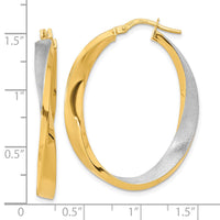 Thumbnail for 14K w/White Rhodium Polished and Satin Oval Twist Hoop Earrings