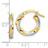 Thumbnail for 14K w/ White Rhodium Brushed and Polished Twisted Hoop Earrings
