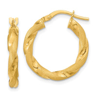 Thumbnail for 14K Polished and Satin Twisted Hoop Earrings