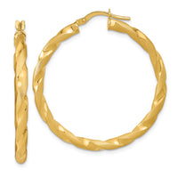 Thumbnail for 14K Polished and Satin Twisted Hoop Earrings