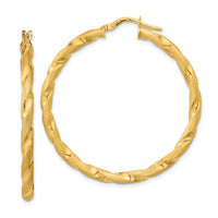 Thumbnail for 14K Polished and Satin Twisted Hoop Earrings