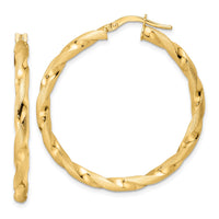 Thumbnail for 14K Brushed and Polished Twisted Hoop Earrings