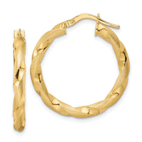 Thumbnail for 14K Brushed and Polished Twisted Hoop Earrings