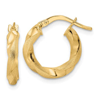 Thumbnail for 14K Brushed and Polished Twisted Hoop Earrings