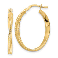 Thumbnail for 14K Polished Twisted Oval Hoop Earrings