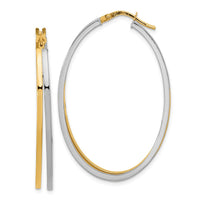 Thumbnail for 14K TWo-tone Polished Oval Double Hoop Earrings