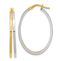 Thumbnail for 14K Two-tone Polished Oval Double Hoop Earrings