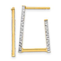 Thumbnail for 14k & Rhodium Polished and D/C Fancy Square Tube Hoop Earrings