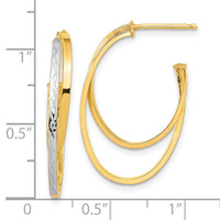 Thumbnail for 14k & Rhodium Polished and D/C Double J-Hoop Post Earrings