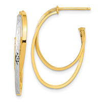 Thumbnail for 14k & Rhodium Polished and D/C Double J-Hoop Post Earrings