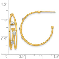 Thumbnail for 14K & White Rhodium Polished CZ Post Hoop Earrings