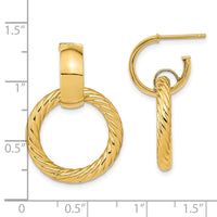 Thumbnail for 14K Polished and Textured Fancy Dangle Post Hoop Earrings