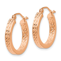 Thumbnail for 14K Rose Diamond cut In and Out Hoop Earrings