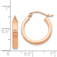 Thumbnail for 14K Rose Diamond cut In and Out Hoop Earrings