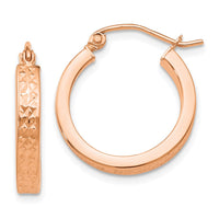Thumbnail for 14K Rose Diamond cut In and Out Hoop Earrings