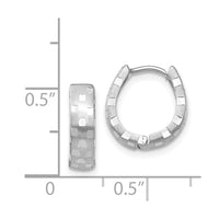 Thumbnail for 14K White Gold Diamond Cut 4mm Patterned Hinged Hoop Earrings