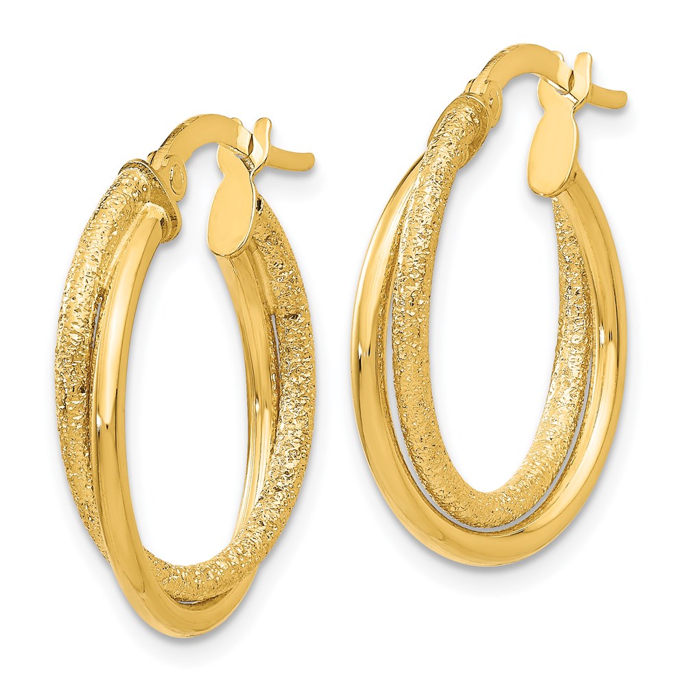14K Polished and Laser Cut Hoop Earrings