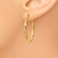 Thumbnail for 14k Polished & Satin Twisted Hoop Earrings