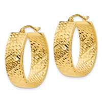 Thumbnail for 14k Diamond Cut Oval Hoop Earrings