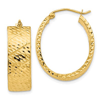 Thumbnail for 14k Diamond Cut Oval Hoop Earrings