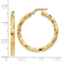 Thumbnail for 14k Polished/Textured Post Hoop Earring