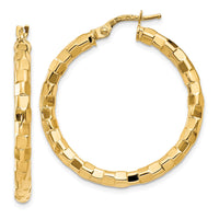 Thumbnail for 14k Polished/Textured Post Hoop Earring