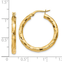 Thumbnail for 14k Polished/Textured Post Hoop Earring