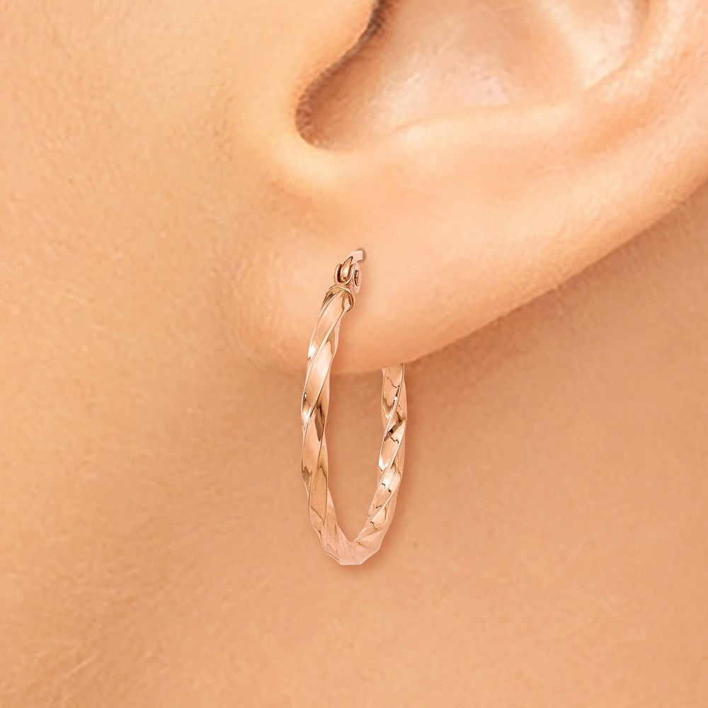 14k Rose Gold Twisted Hoop Earrings
