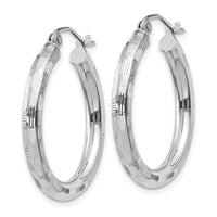 Thumbnail for 14k White Gold Diamond-cut Hoop Earrings