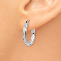 Thumbnail for 14k White Gold Diamond-cut Hoop Earrings