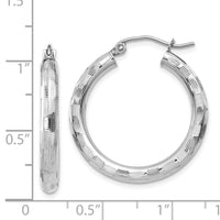 Thumbnail for 14k White Gold Diamond-cut Hoop Earrings