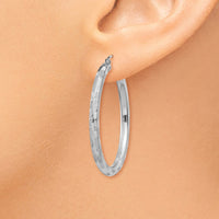 Thumbnail for 14k White Gold Diamond-cut Hoop Earrings
