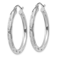 Thumbnail for 14k White Gold Diamond-cut Hoop Earrings