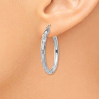 Thumbnail for 14k White Gold Diamond-cut Hoop Earrings