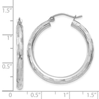 Thumbnail for 14k White Gold Diamond-cut Hoop Earrings