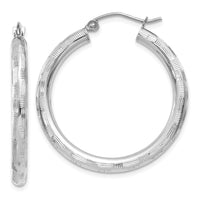 Thumbnail for 14k White Gold Diamond-cut Hoop Earrings