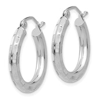 Thumbnail for 14k White Gold Diamond-cut Hoop Earrings